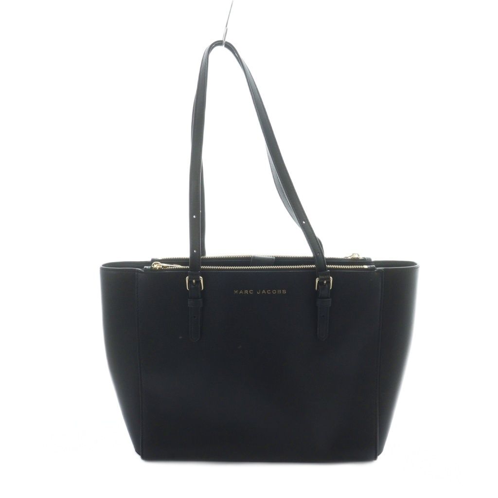 【中古】マークジェイコブス MARC JACOBS トートバッグ ハンド レザー ロゴ 黒 ブラック ■GY18 /MQ レディース マークジェイコブス MARC JACOBS トートバッグ ハンド レザー ロゴ 黒