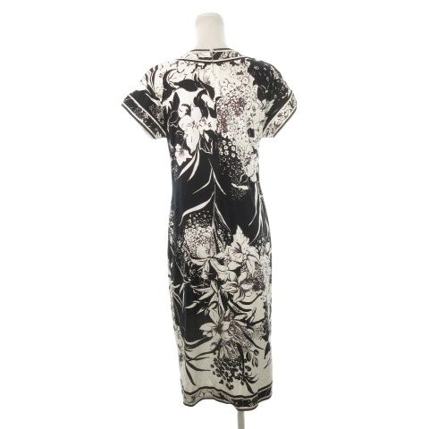 レオナール LEONARD ワンピース ひざ丈 ミモレ ロング 半袖 スクエア