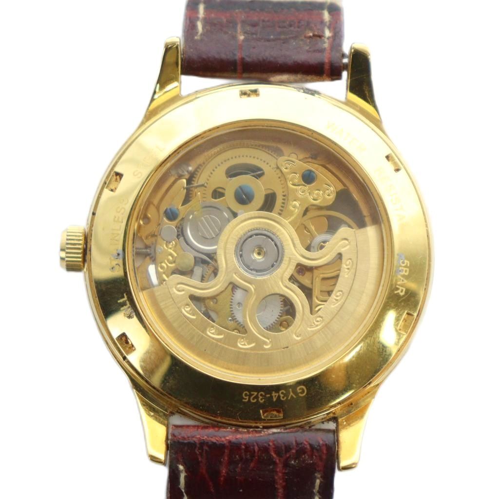 Geneve Yacht club ジュネーブ ヨットクラブ GY 34-325 腕時計 ウォッチ 自動巻き レザーベルト ローマン ゴールド色 18 MQ