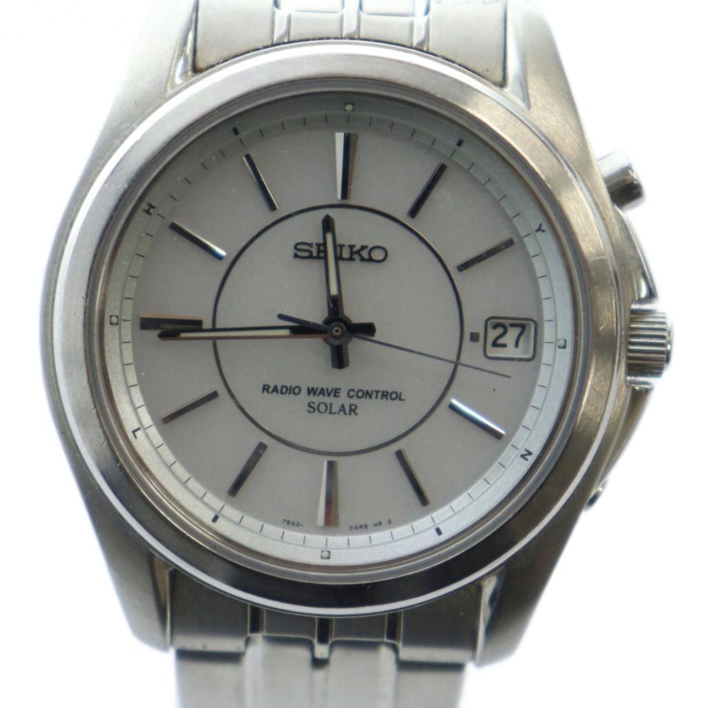 セイコー SEIKO 7B42-0AK0 腕時計 ウォッチ ソーラー 白文字盤