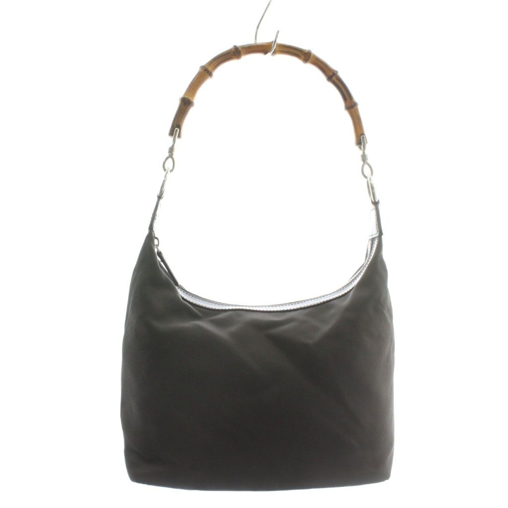 グッチ GUCCI バンブー ハンドバッグ ワンショルダー ナイロン 茶色