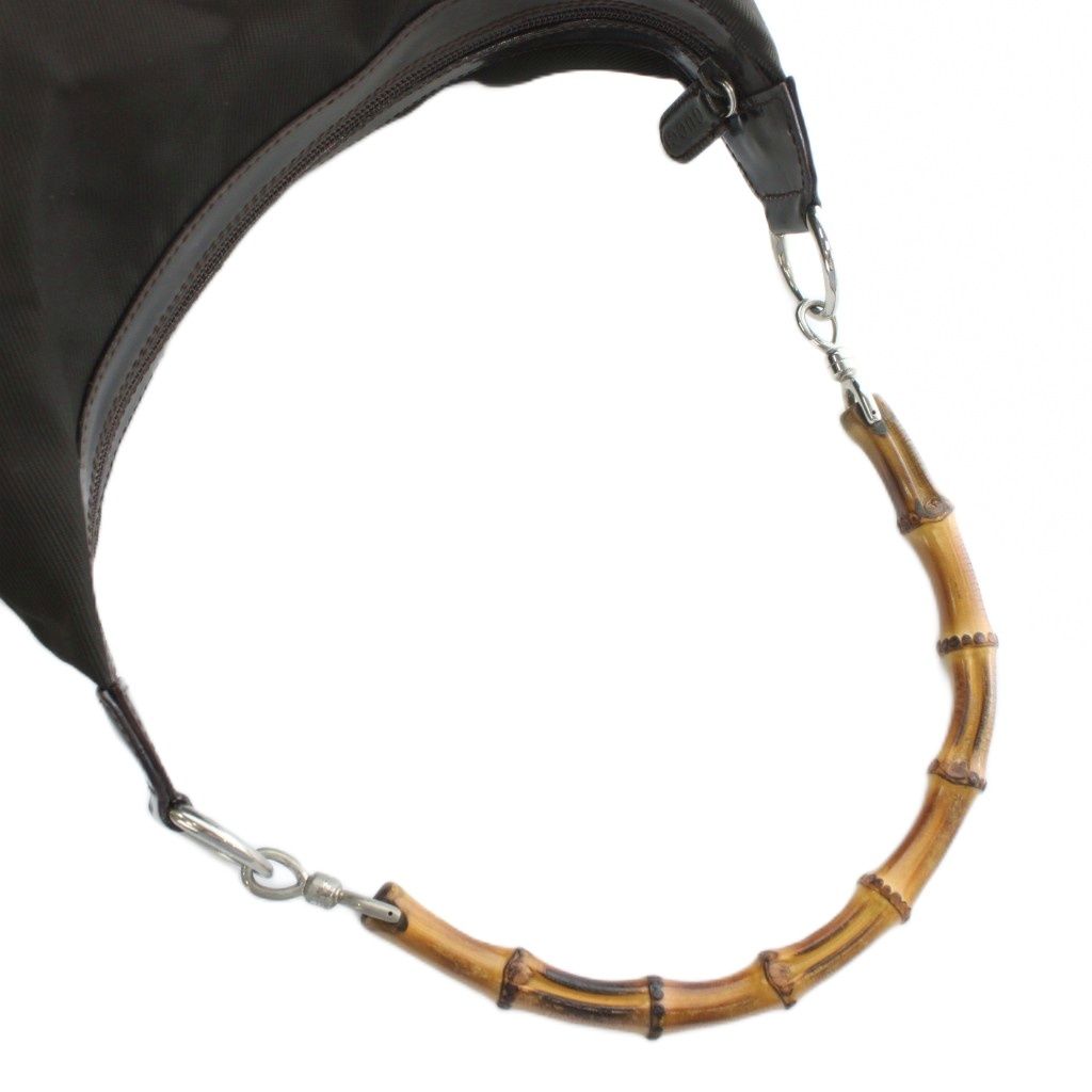 グッチ GUCCI バンブー ハンドバッグ ワンショルダー ナイロン 茶色