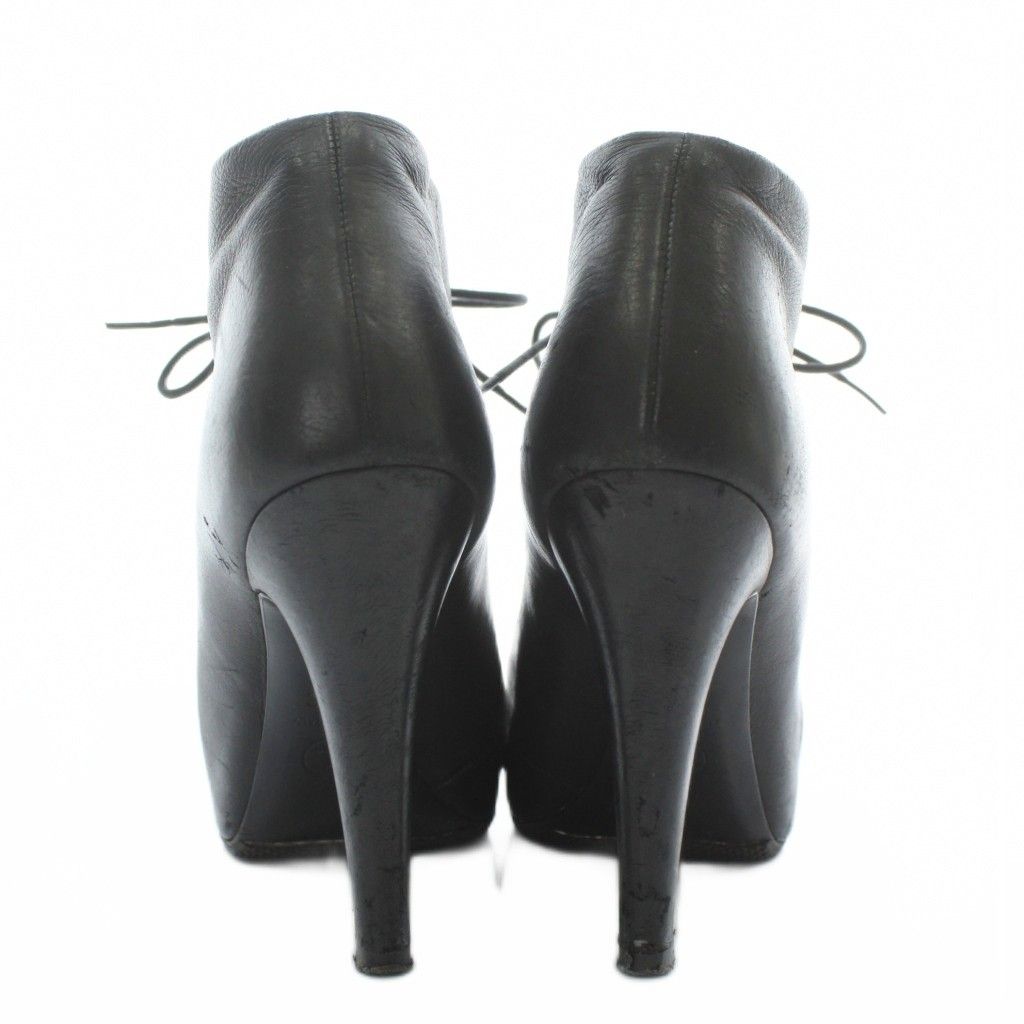 シャネル CHANEL ショートブーツ レザー ラウンドトゥ ハイヒール