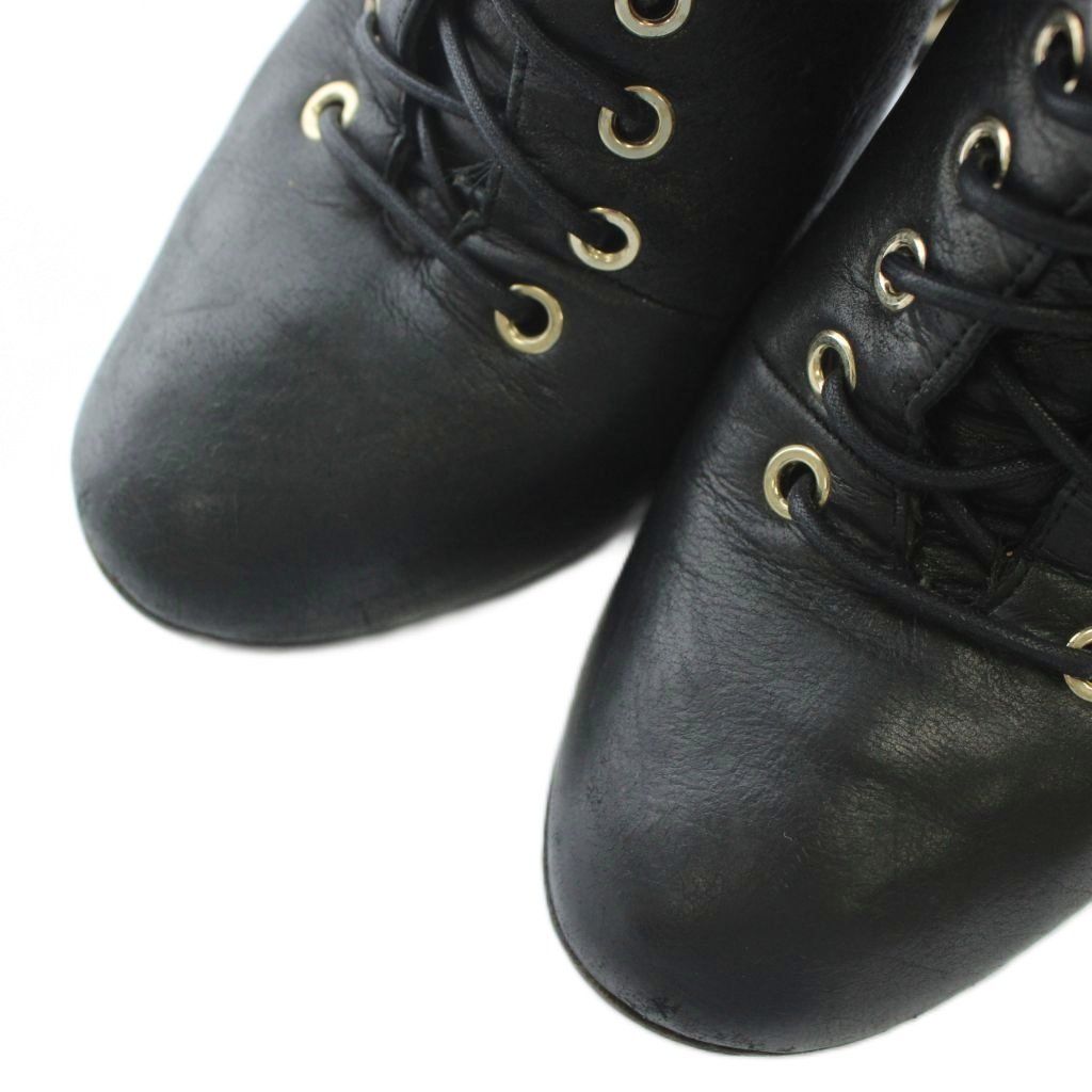 ▲CHANEL/シャネル レザーオーブントゥブーツ フェイクパール ヒール △CHANEL/シャネル レザーオーブントゥブーツ フェイクパール ヒール