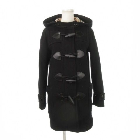 バーバリー ロンドン LONDON ダッフルコート ウール 裏ノバチェック トグルロゴ刻印 小さいサイズ 34 XS 黒 ブラック |AH 21 GY 18