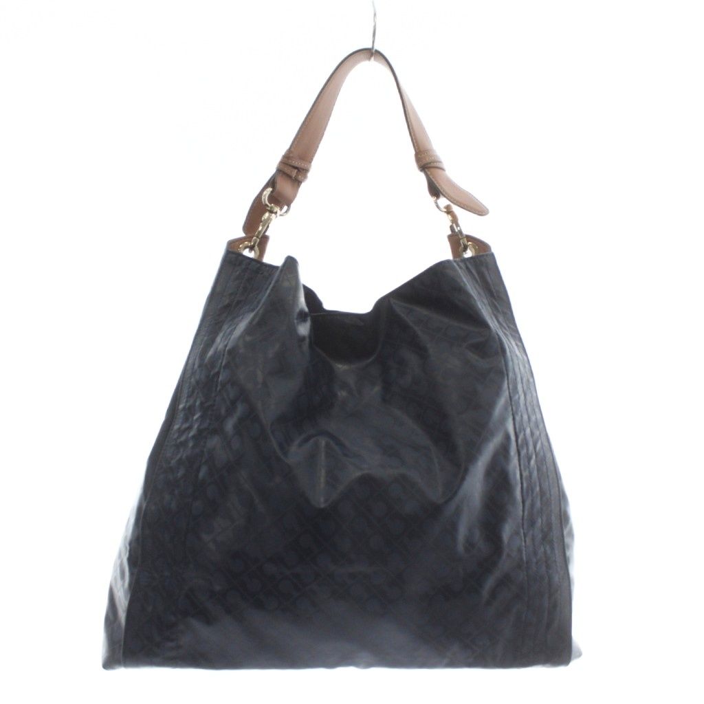 ゲラルディーニ ソフティ トートバッグ ハンド レザー ワンハンドル ロゴ 総柄 紺 ネイビー XZ GY 11