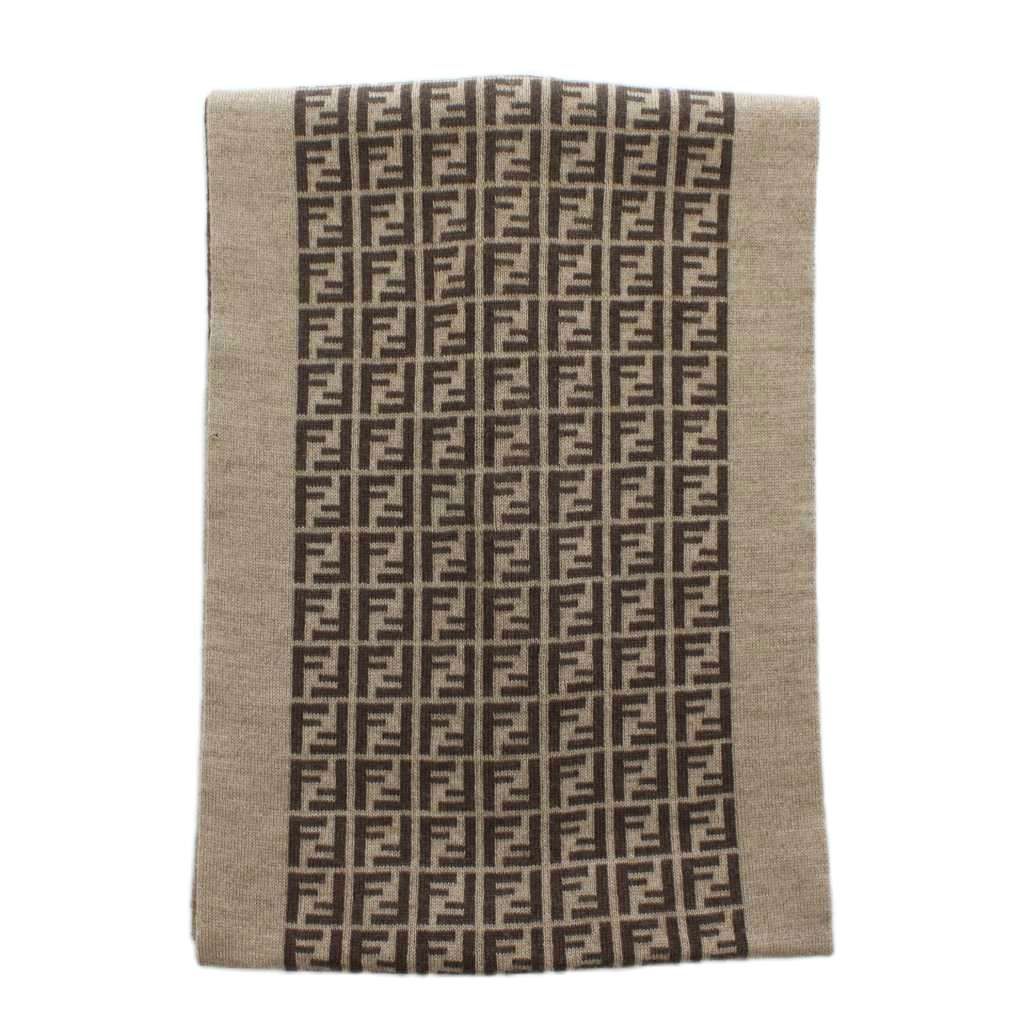 Fendi　フェンディ　 マフラー　ストール　 ブラウン　ベージュ フェンディ FENDI マフラー ストール ズッカ ブラウン ウール素材