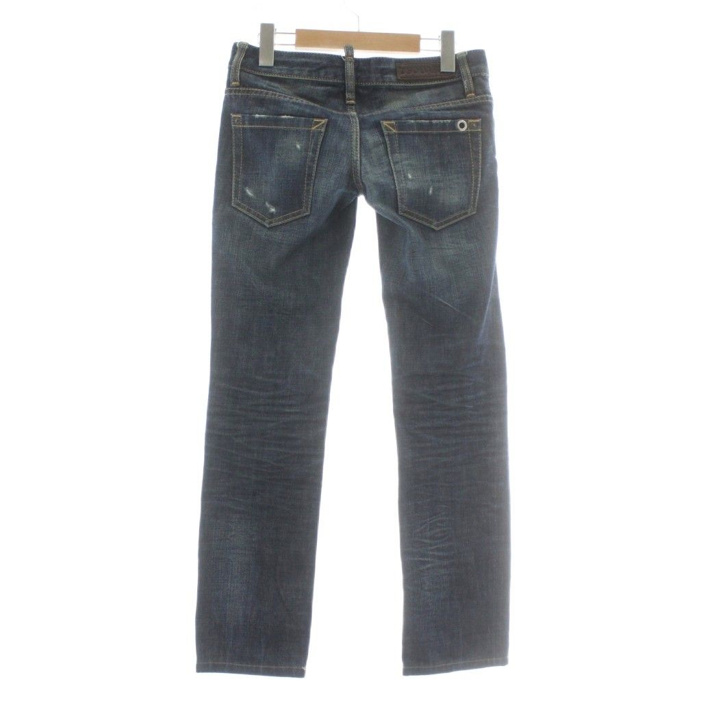 ディースクエアード デニムパンツ ジーンズ スキニー スリム ダメージ加工 ボタンフライ 36 XS インディゴ 紺 ネイビー XZ GY 42