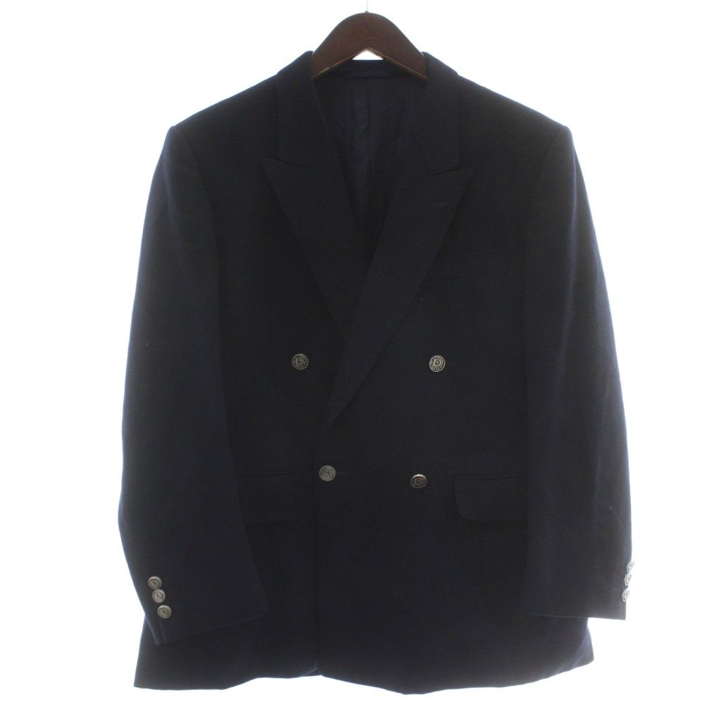 【中古】Christian Dior テーラードジャケット ブレザー ウール ダブル 4B 総裏地 肩パッド AB-4 92-82-165 M 紺 クリスチャンディオール Christian Dior テーラードジャケット