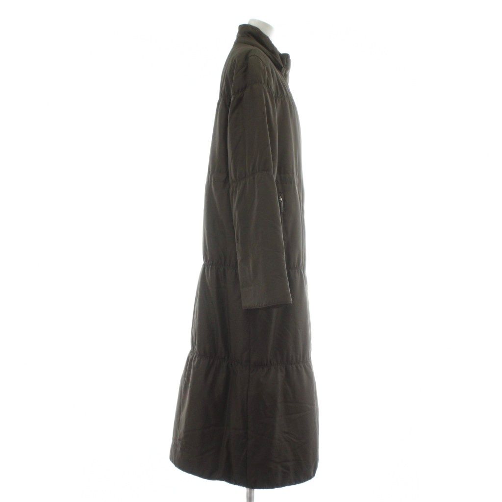 バルマン BALMAIN ダウンコート アウター 絹 シルク ロング ハイネック ジップアップ ロゴ M 茶色 ブラウン XZ GY 18