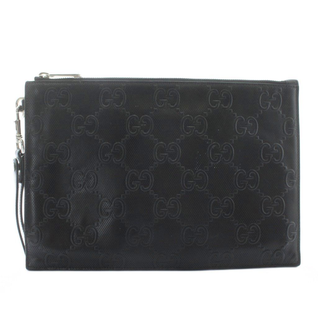 グッチ GUCCI セカンドバッグ クラッチバッグ リストレット レザー GGエンボス 総柄 黒 ブラック XZ OH GY 18