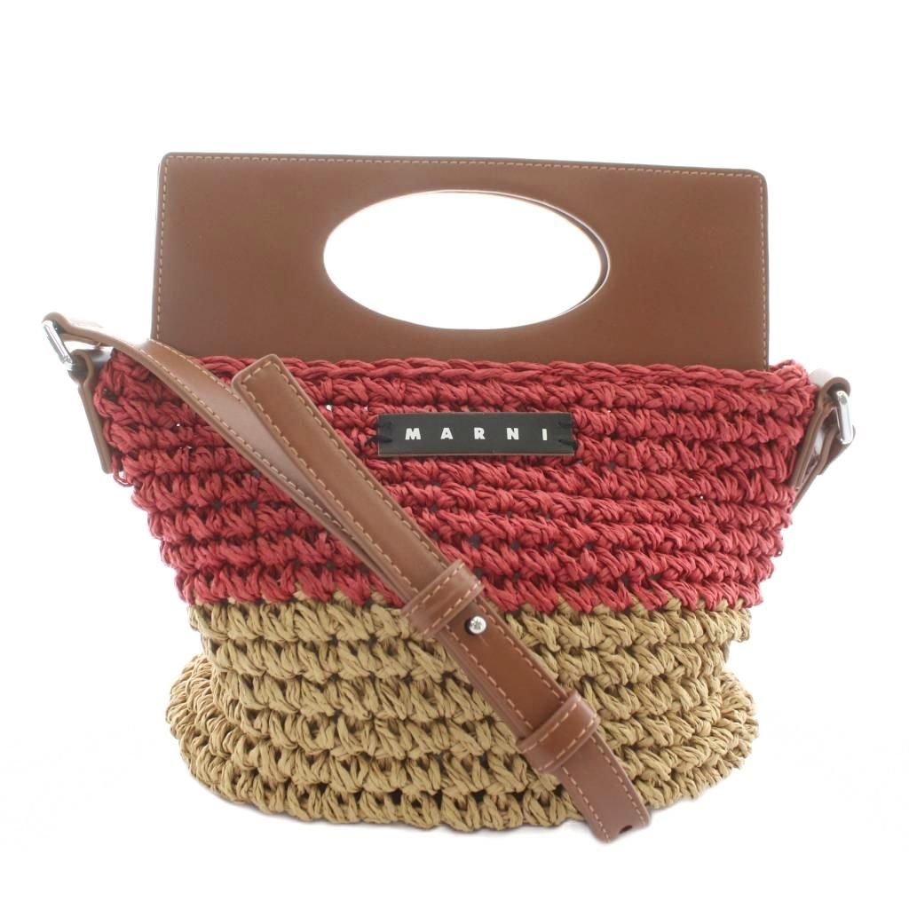 マルニ MARNI キッズ KIDS かごバッグ ハンド ショルダー 2 WAY スクエア ロゴ ベージュ 赤 レッド M 01475 00 UH XZ GY 11
