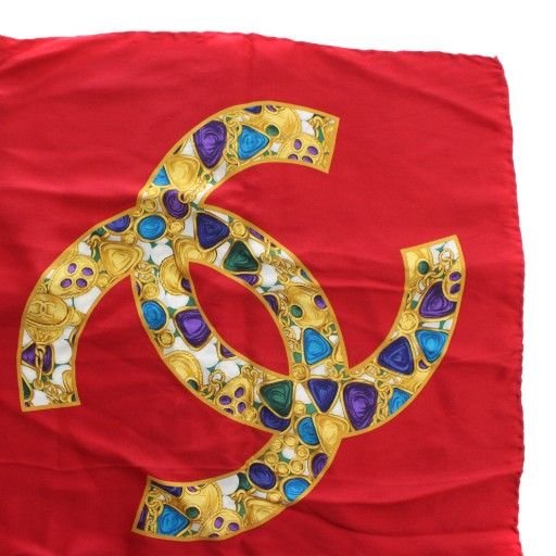 シャネル CHANEL スカーフ 絹 シルク 宝石 ジュエリー ココマーク ロゴ