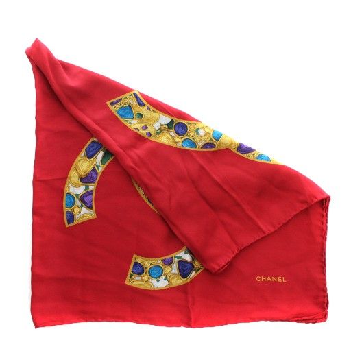 シャネル CHANEL スカーフ 絹 シルク 宝石 ジュエリー ココマーク ロゴ