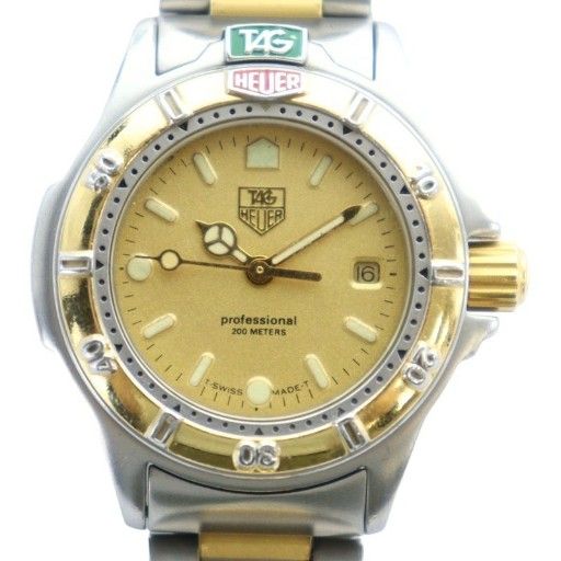 タグホイヤー TAG HEUER プロフェッショナル 200 M 腕時計 ウォッチ クォーツ デイト カレンダー付き ゴールド文字盤 コンビ 金色 銀色 995.408 A XZ GY 18