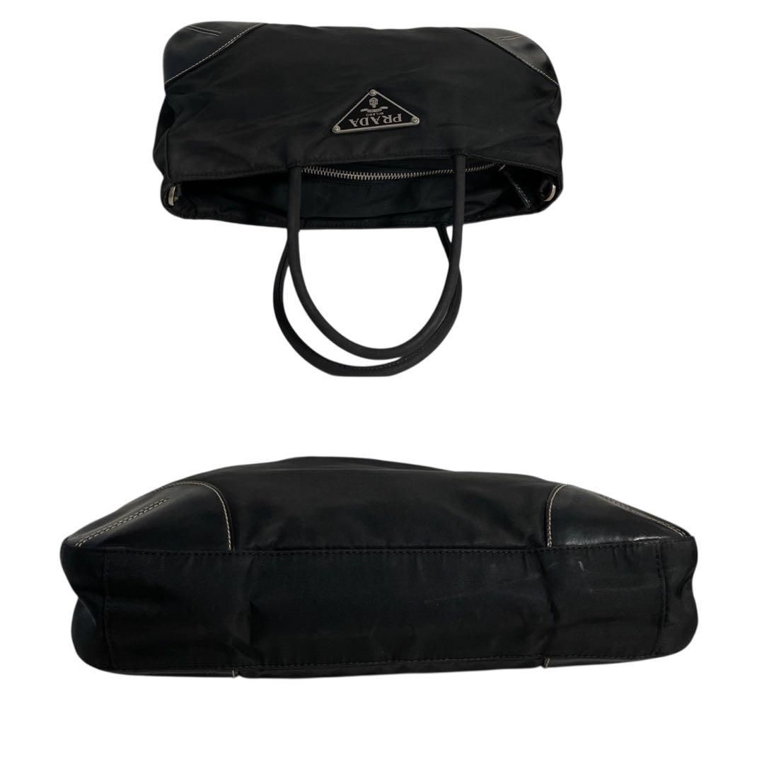 ✨️美品✨️プラダ　ハンドバッグ　三角ロゴ　ナイロン　ブラック　白タグ PRADA プラダ ハンドバッグ 三角ロゴ ナイロン レザー ブラック 白タグ