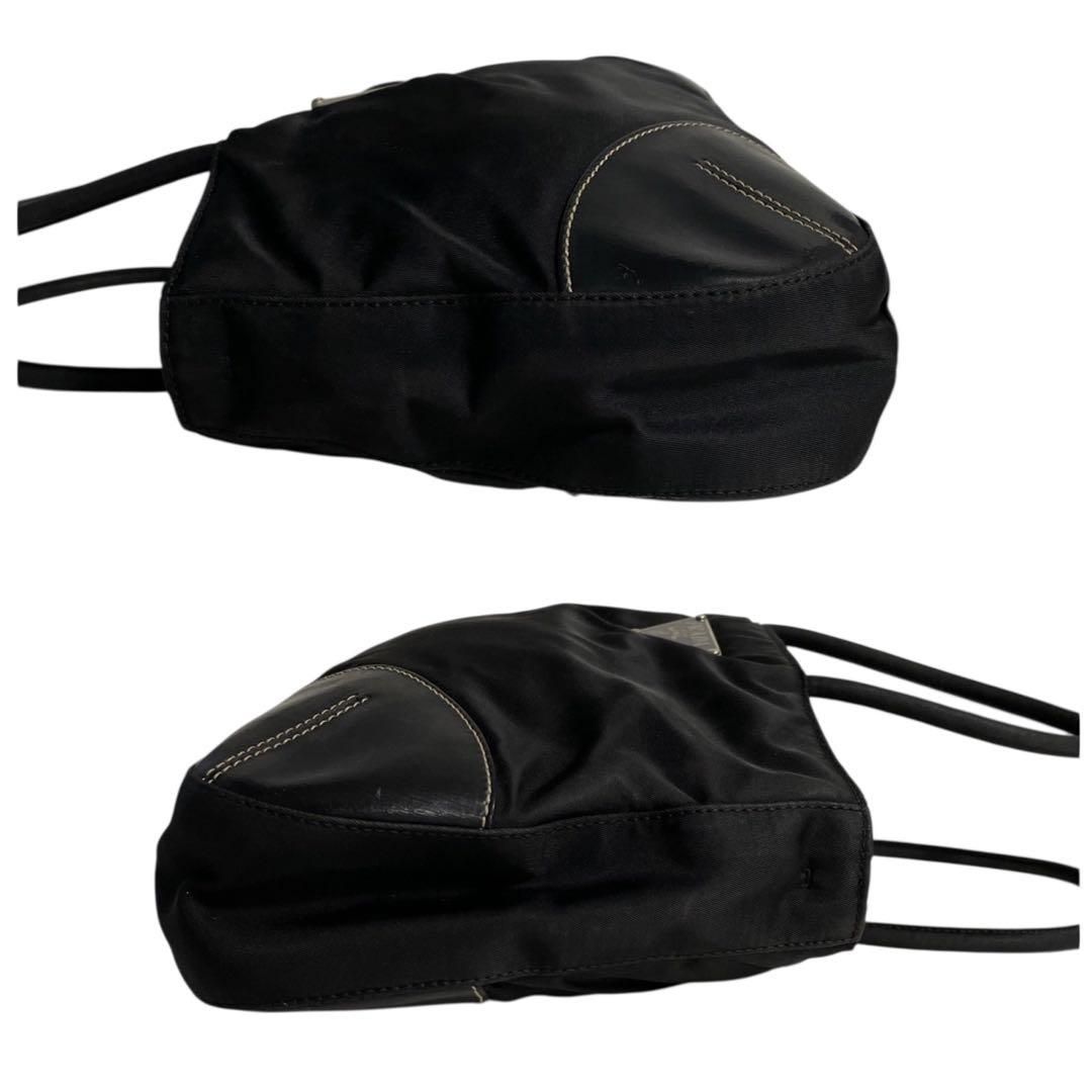 ✨️美品✨️プラダ　ハンドバッグ　三角ロゴ　ナイロン　ブラック　白タグ PRADA プラダ ハンドバッグ 三角ロゴ ナイロン レザー ブラック 白タグ