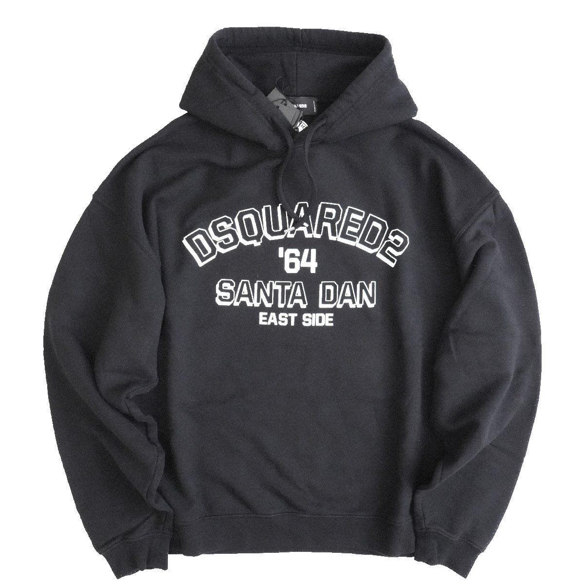 2024◆ DSQUARED2 ◆ディースクエアード2◆立体デカロゴ スウェット パーカー◆ブラック 黒◆XLサイズ◆プルオーバー フーディ LOOSE FIT オーバーサイズ【新品・未使用・正規品】