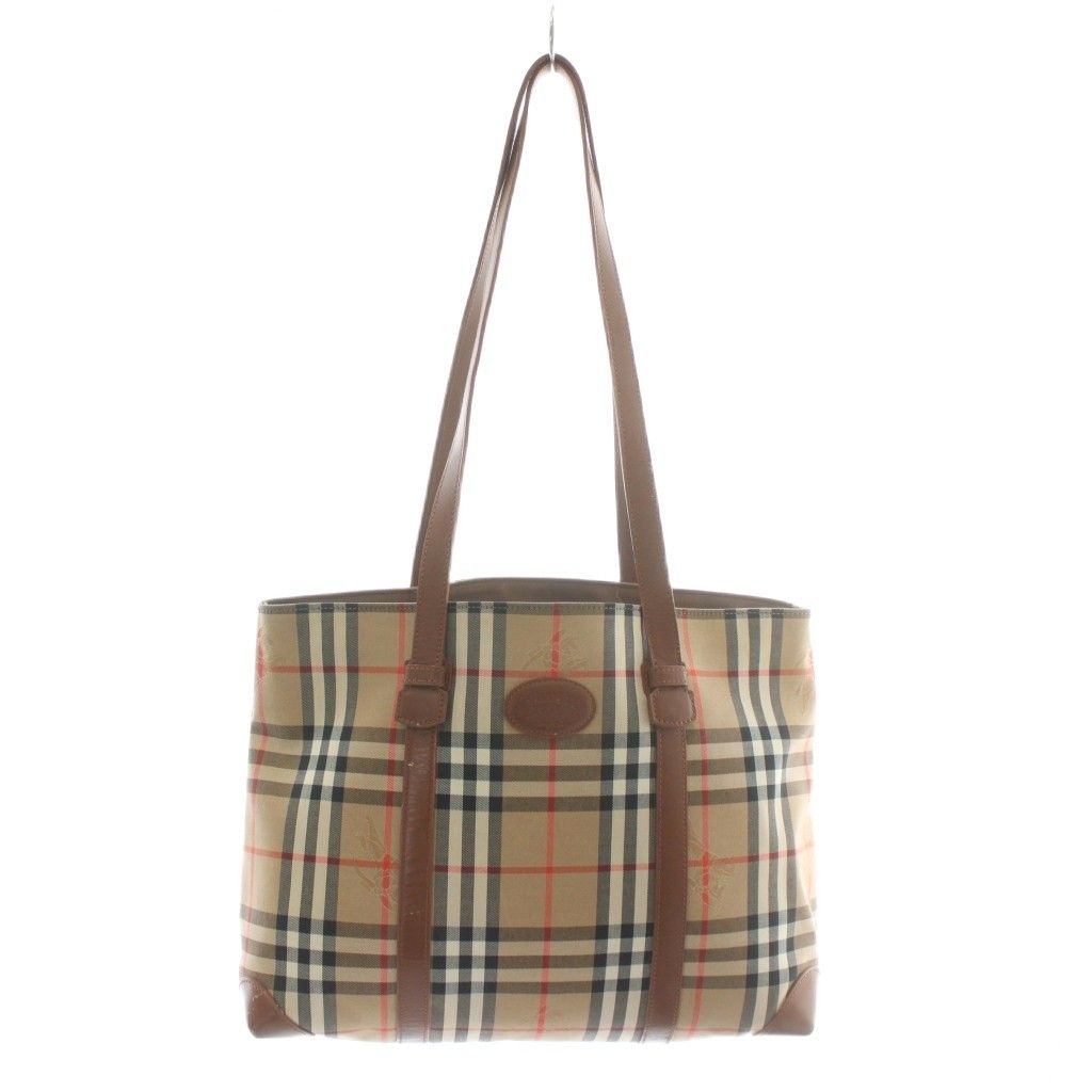 バーバリーズ Burberrys トートバッグ ワンショルダー キャンバス レザー ノバチェック ロゴ ベージュ |XZ GY 18