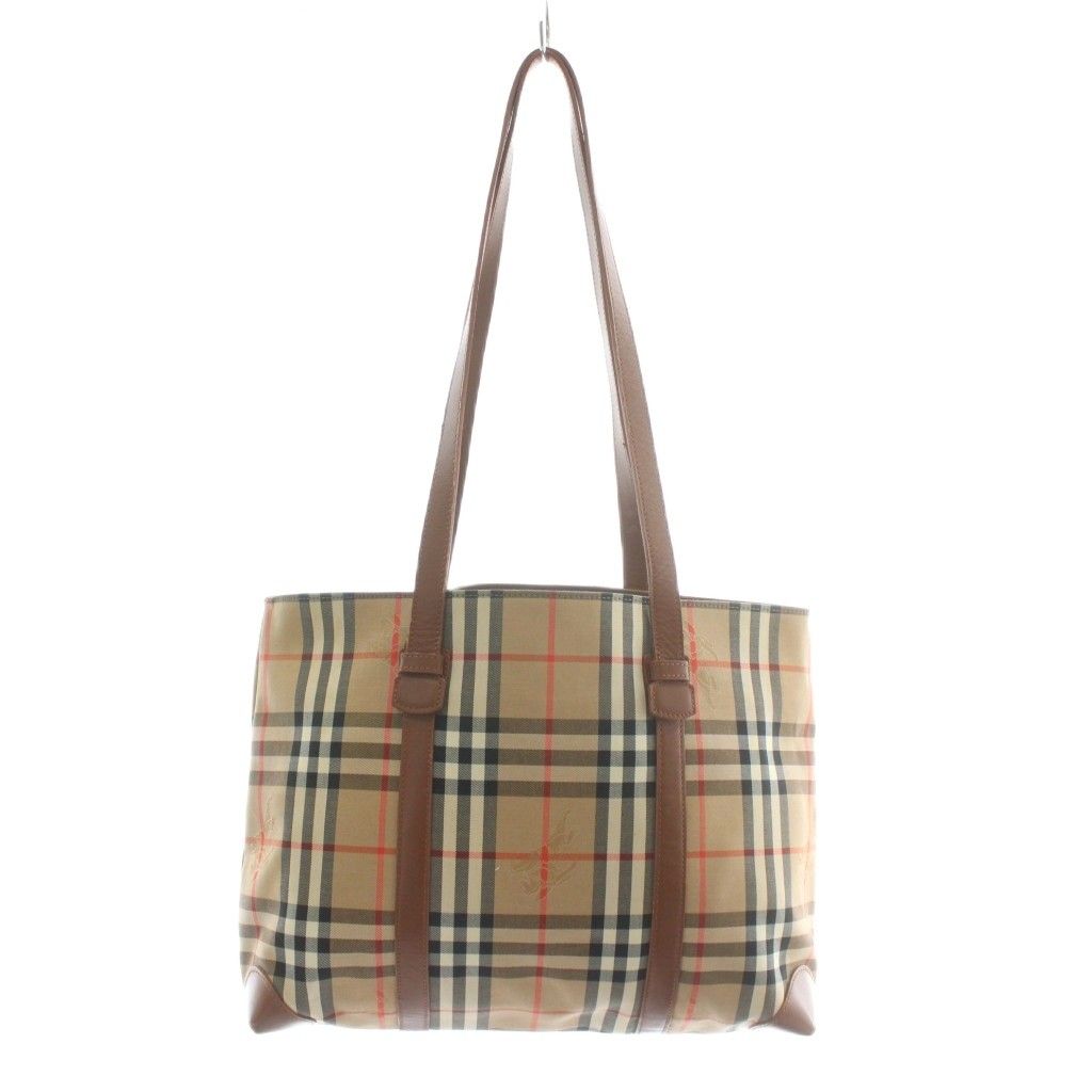 バーバリーズ Burberrys トートバッグ ワンショルダー キャンバス レザー ノバチェック ロゴ ベージュ XZ GY 18