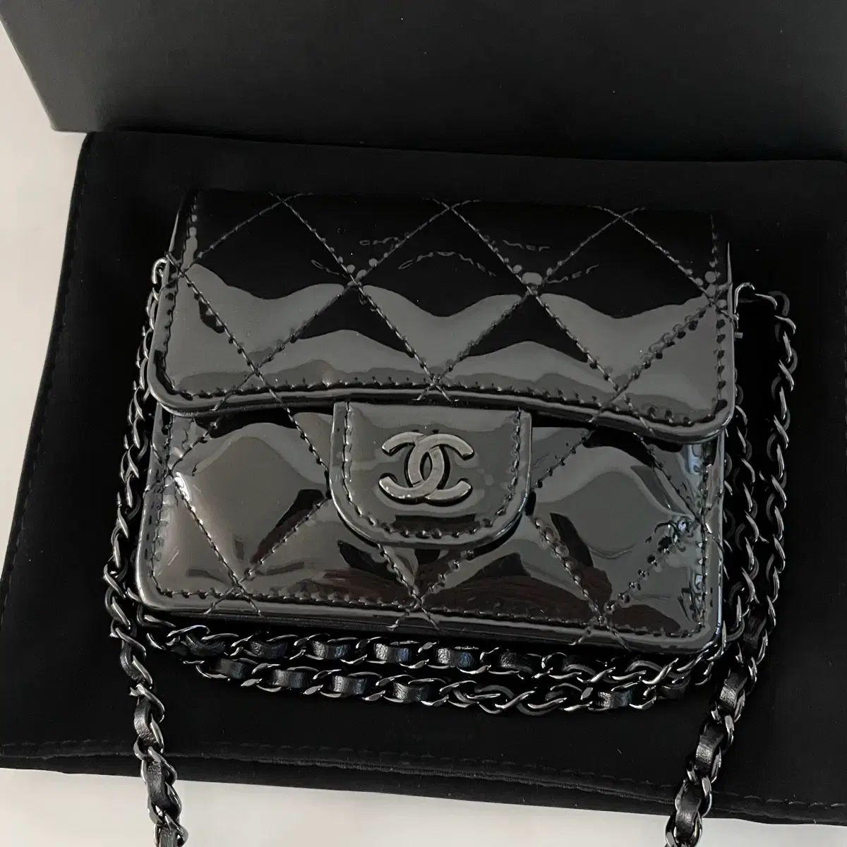 S級 CHANEL ブラック ペンダント チェーン 財布 クロスバック バッグ AP 1730