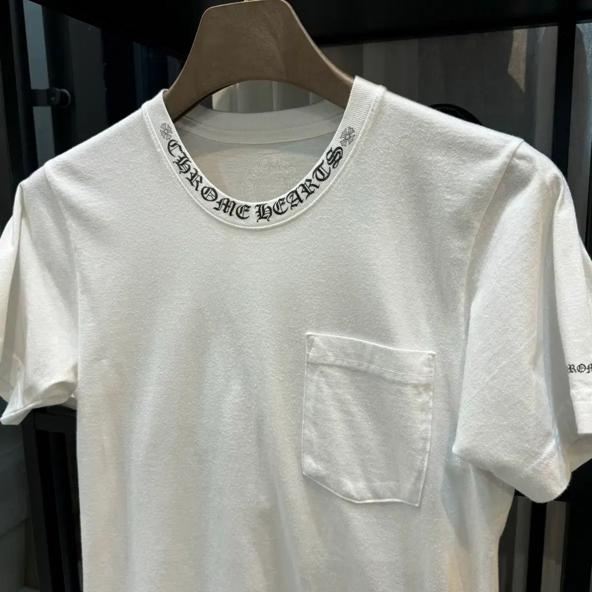 クリーニング済 CHROME HEARTS クロムハーツ レタリング ポケット 半袖 白