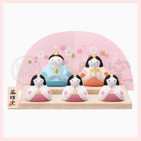 錦彩 花笑み飾り雛 平飾り 陶器 置物 ひなまつり 雛祭り ひな人形 雛人形