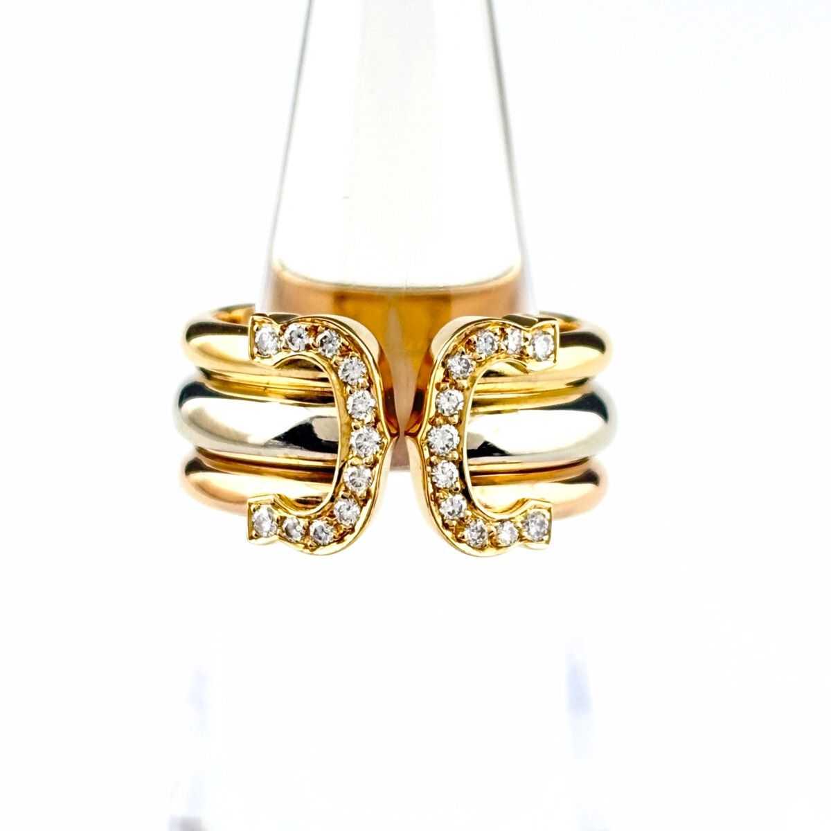 カルティエ CARTIER C 2 ダイヤ リング YG イエローゴールド 指輪 スリー 11.5号 750 ダイヤモンド レディース