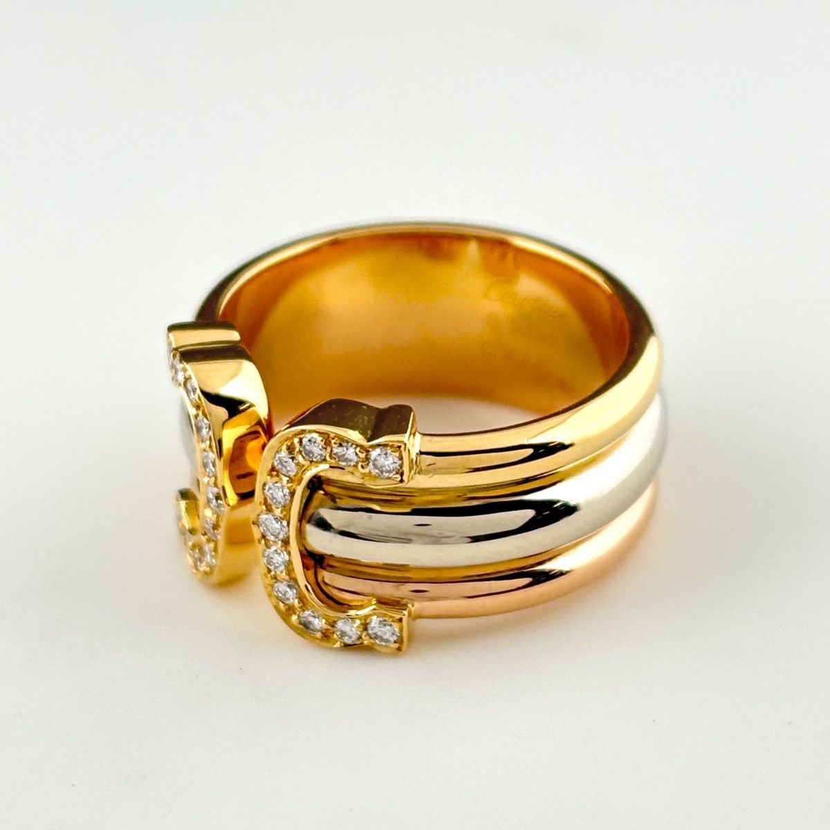 カルティエ CARTIER C 2 ダイヤ リング YG イエローゴールド 指輪 スリー 11.5号 750 ダイヤモンド レディース