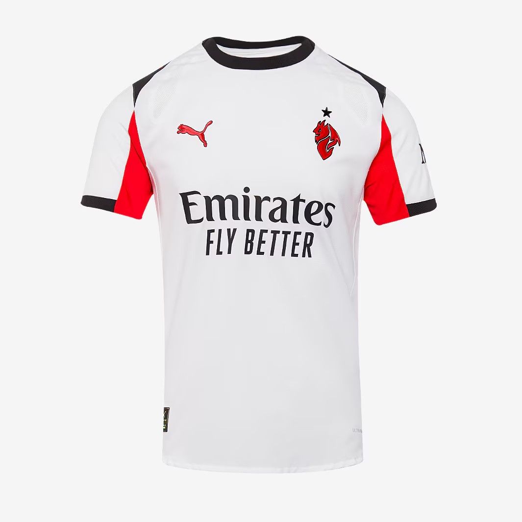 匿名配送 Puma ACミラン 25|26 オーセンティック アウェイ 半袖 ユニフォーム 白|赤