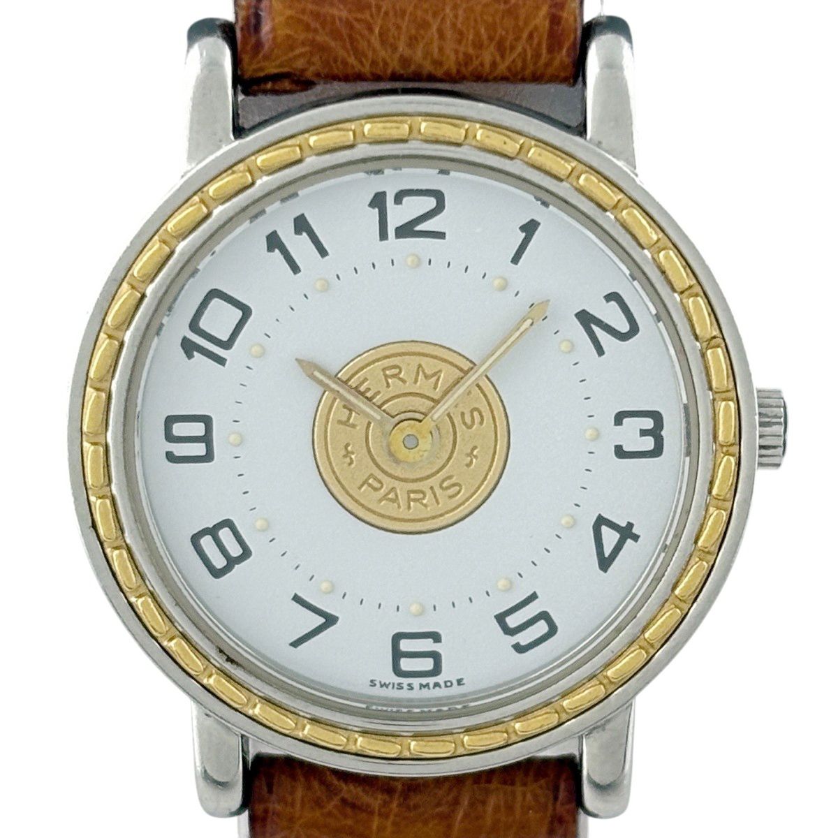 エルメス HERMES セリエ 腕時計 SS GP レザー クォーツ ホワイト レディース
