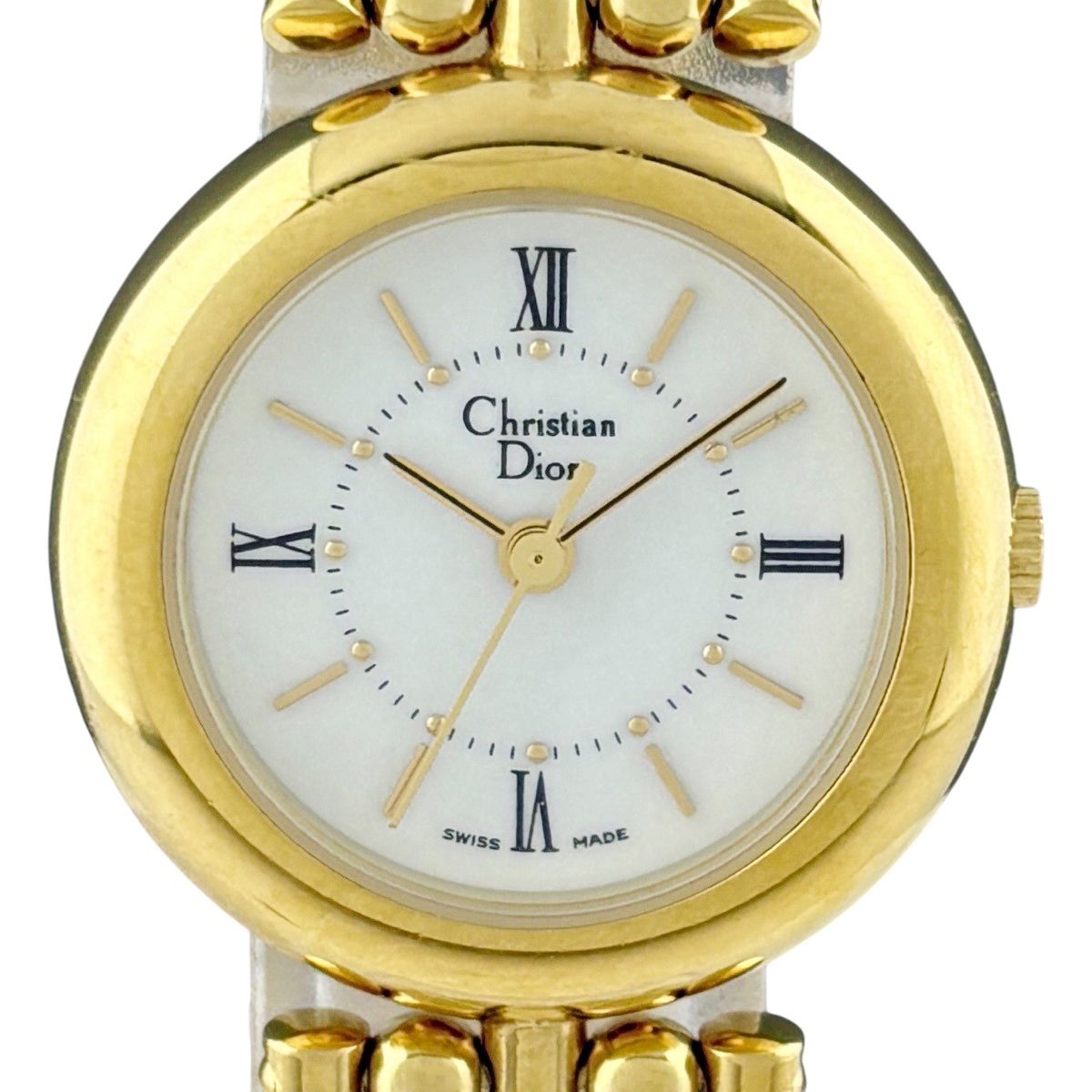 クリスチャンディオール Christian Dior ラウンド 腕時計 クォーツ ホワイト レディース