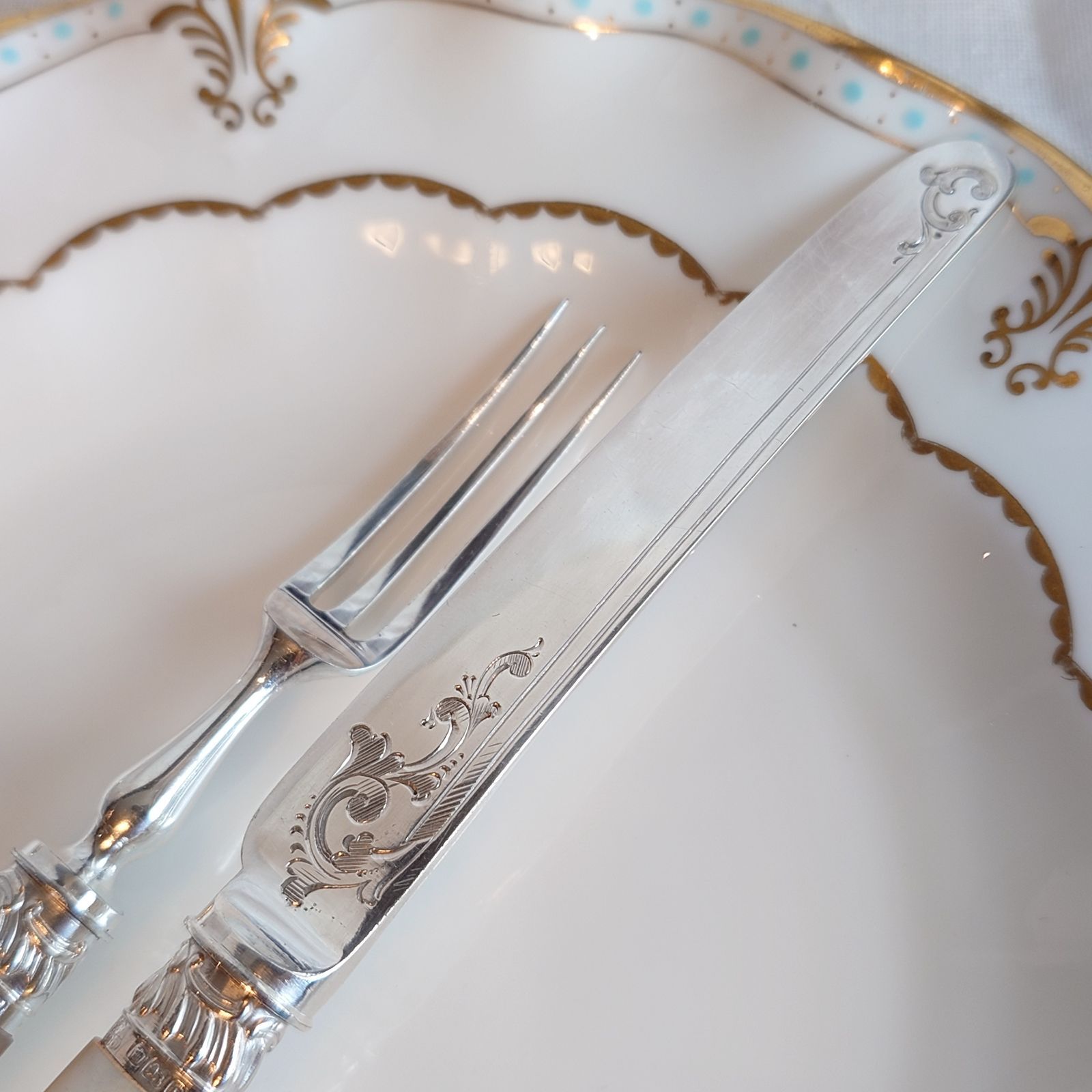 白蝶貝カトラリー セットB マザーオブパールハンドル 純銀製フェルール