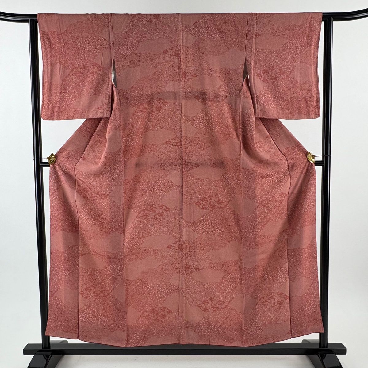 江戸小紋 身丈155cm 裄丈62.5cm S 袷 鮫 小花 茜色 正絹 優品 【中古