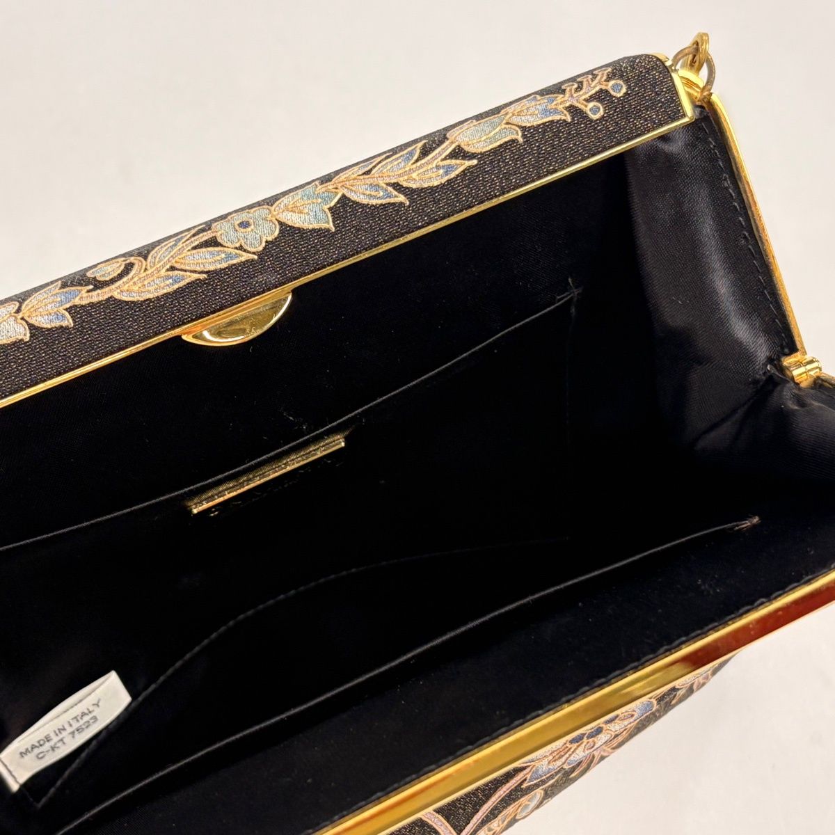 美品】 和装バッグ 逸品 OKAJIMA 花唐草 金彩 金茶 正絹 和装小物