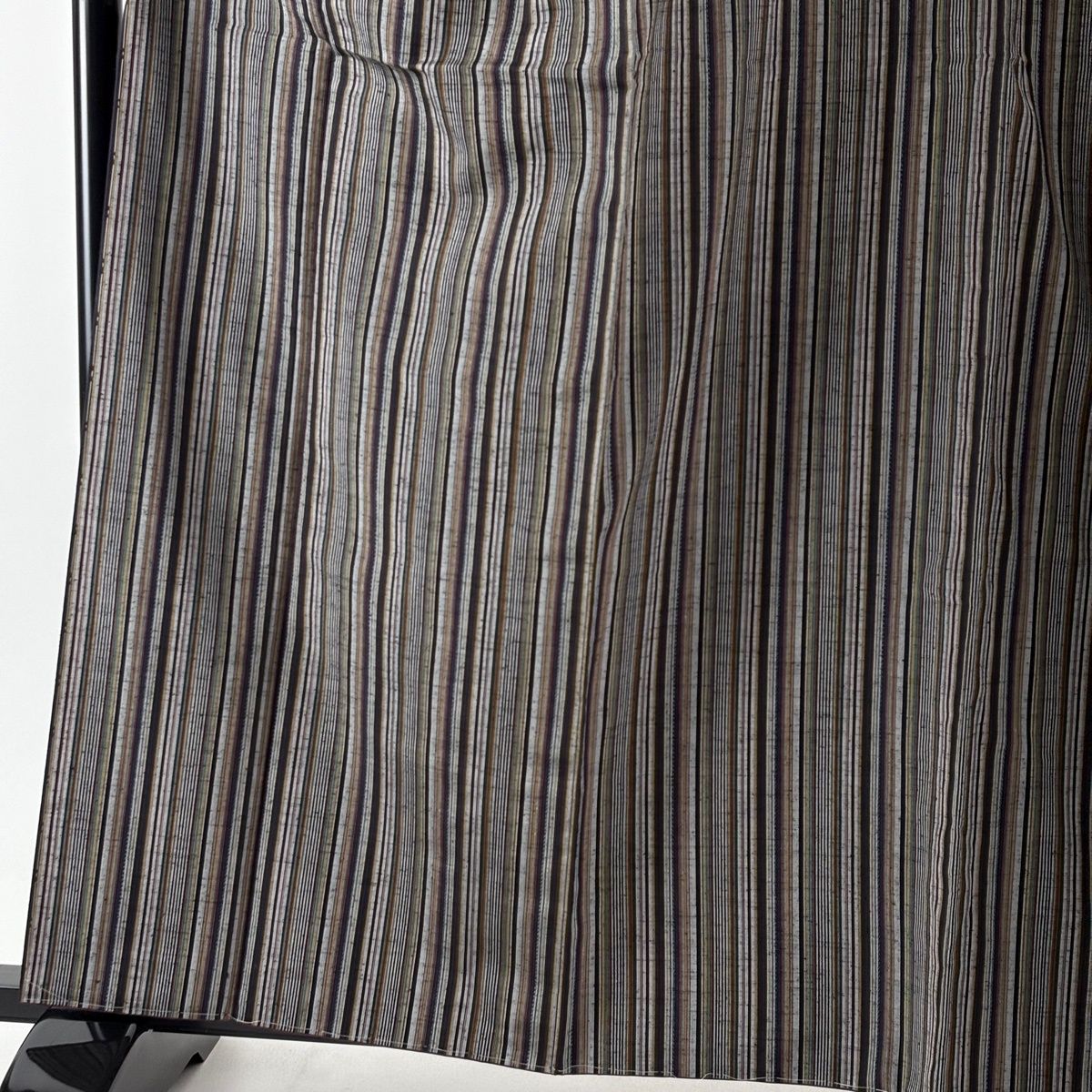 紬 身丈162 cm 裄丈67 M 袷 袋帯セット 縦縞 灰色 正絹 秀品