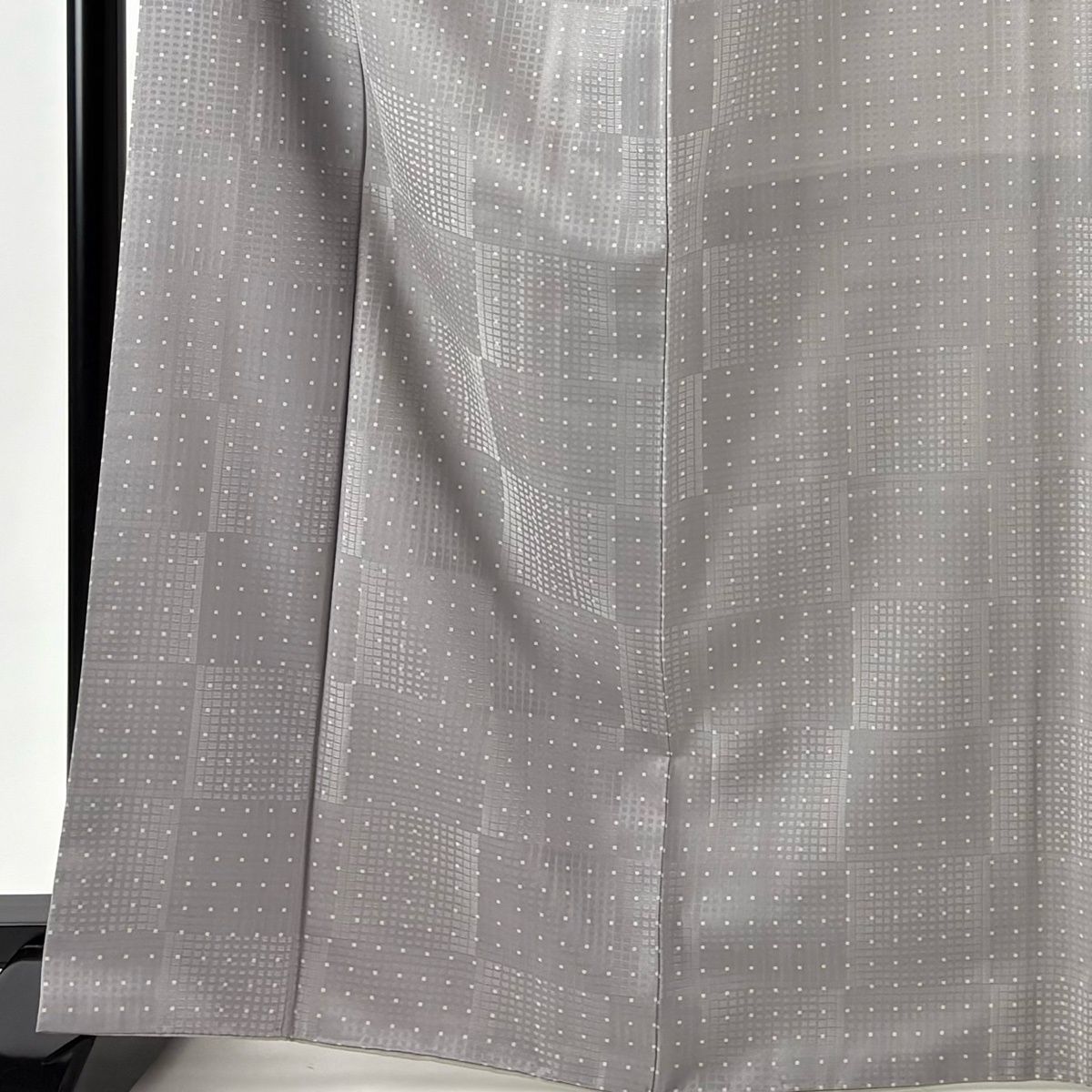 小紋 身丈167 cm 裄丈67.5 L 袷 袋帯セット 地紋 幾何学模様 灰色 正絹 秀品