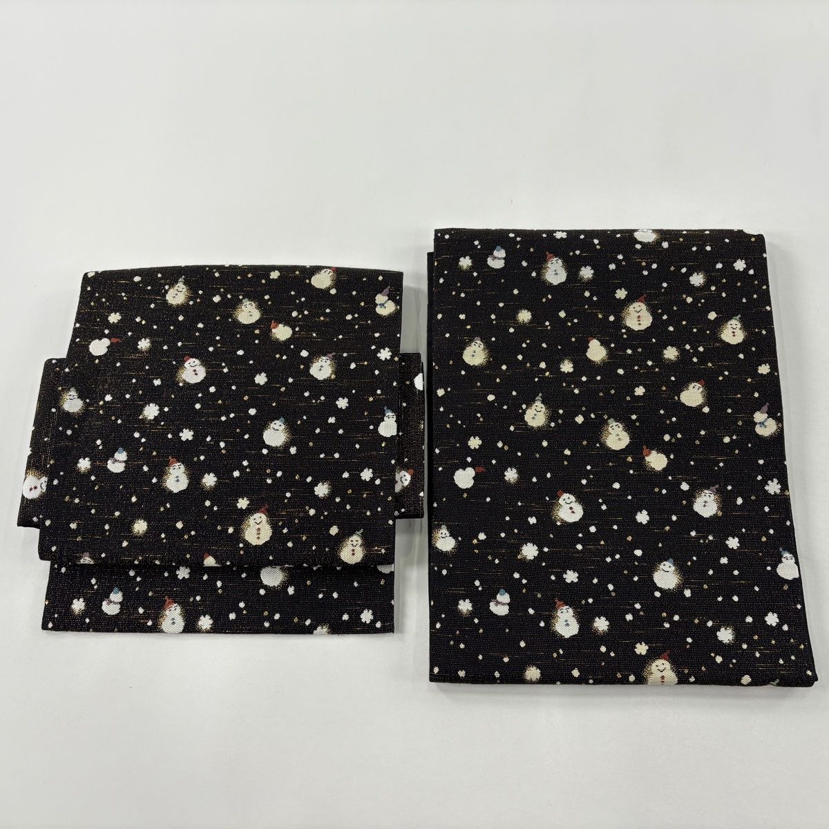  付け帯 名品 作り帯 雪だるま 箔 黒 正絹 付け帯 作り帯 帯