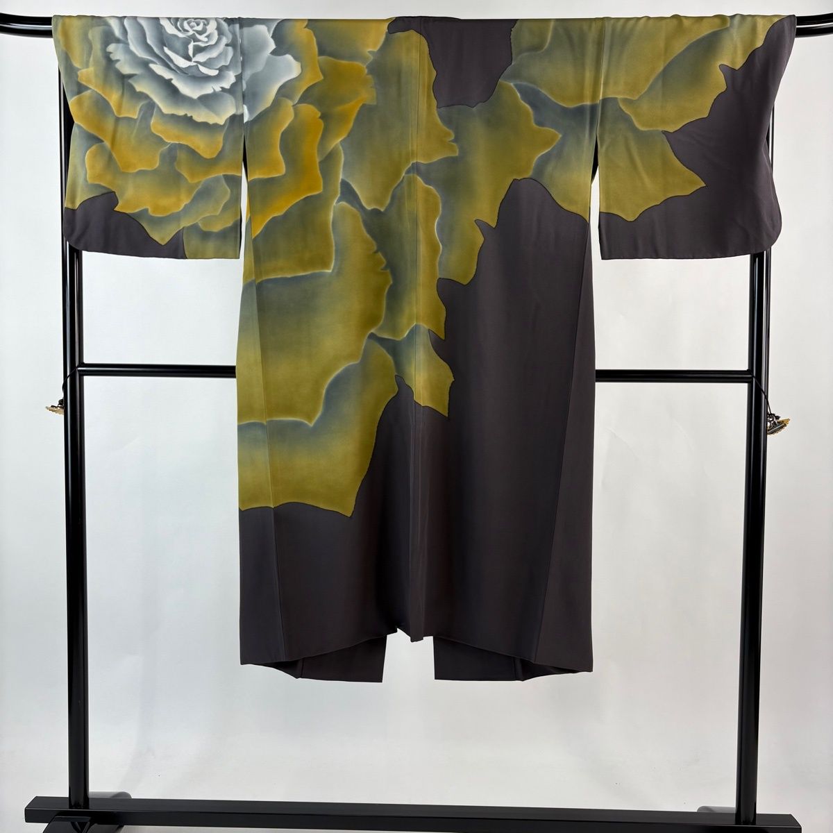 道中着 身丈118.5 cm 裄丈70 L 和装コート 草花 ぼかし 紫 正絹