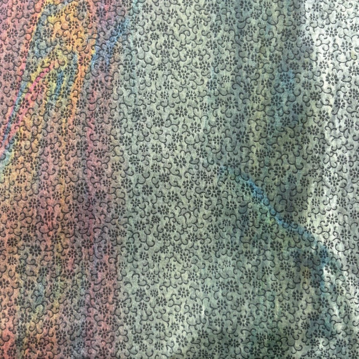 美品】 袋帯 逸品 山岡古都 落款 リバーシブル 花唐草 染め分け ぼかし