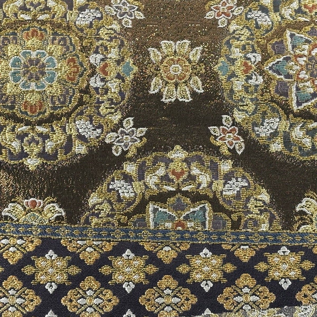 付け帯 秀品 作り帯 本金プラチナ二重箔 華文 刺繍 金銀糸 金色 正絹