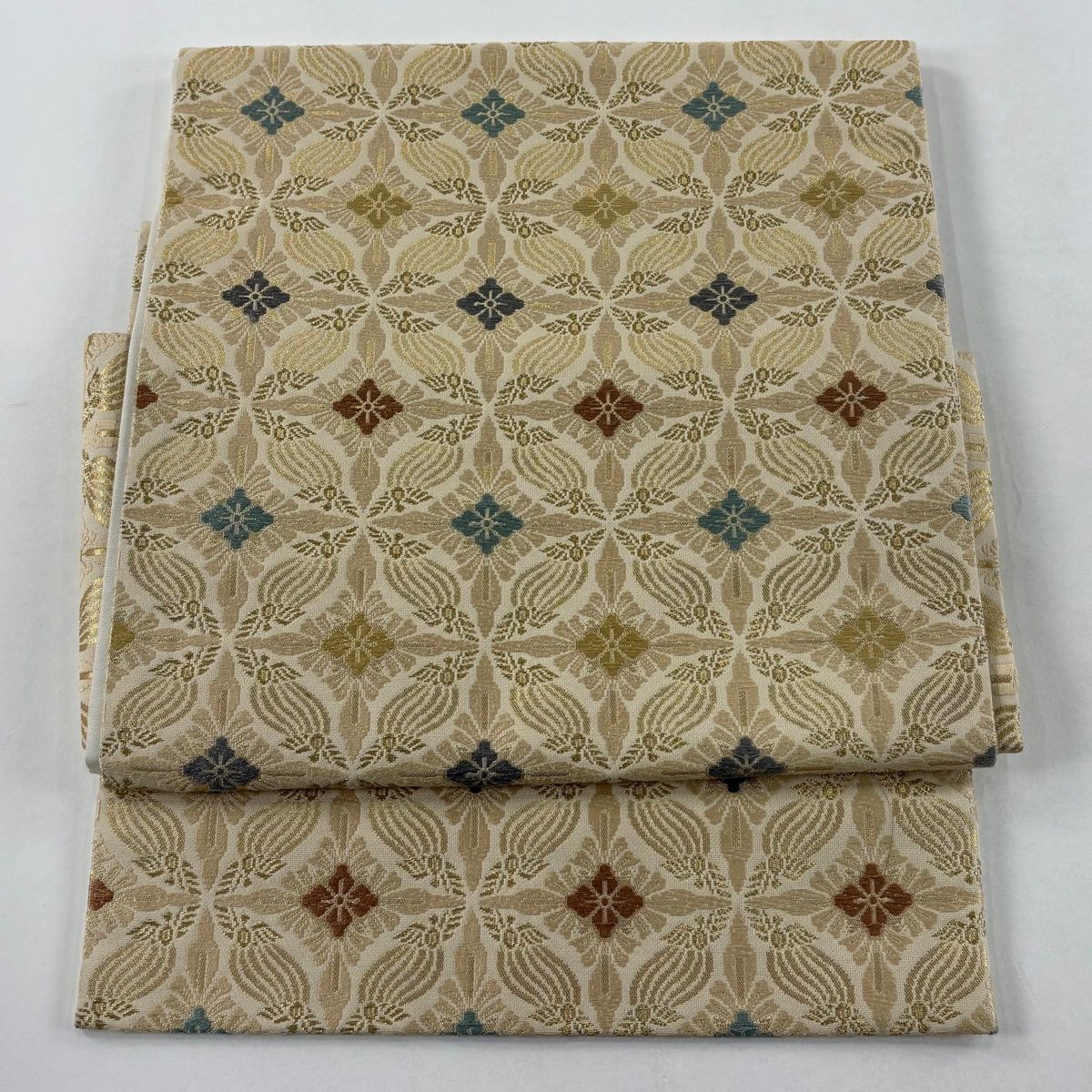 付け帯 秀品 作り帯 七宝鳳凰文 唐織 金糸 金色 正絹