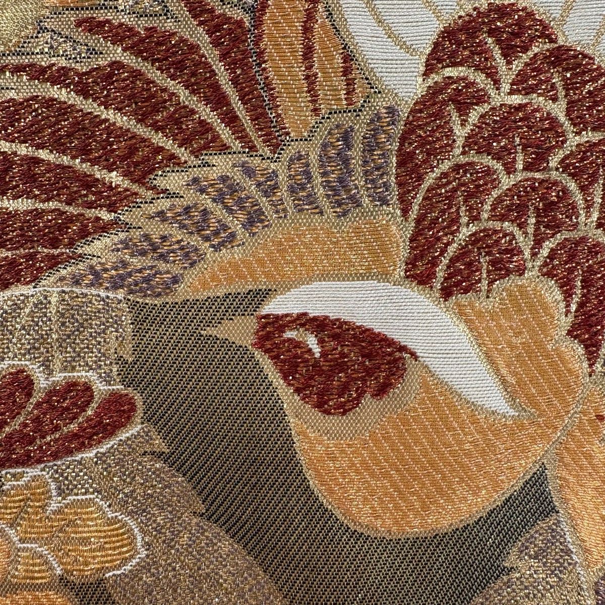 袋帯 秀品 鳳凰 梅 箔 金糸 クリーム 六通 正絹 【中古】 - メルカリ
