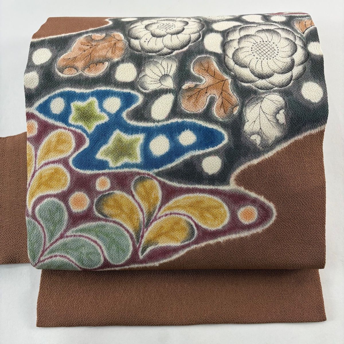 美品】 名古屋帯 秀品 辻が花柄 霞 縮緬 茶色 正絹 【中古】 - メルカリ