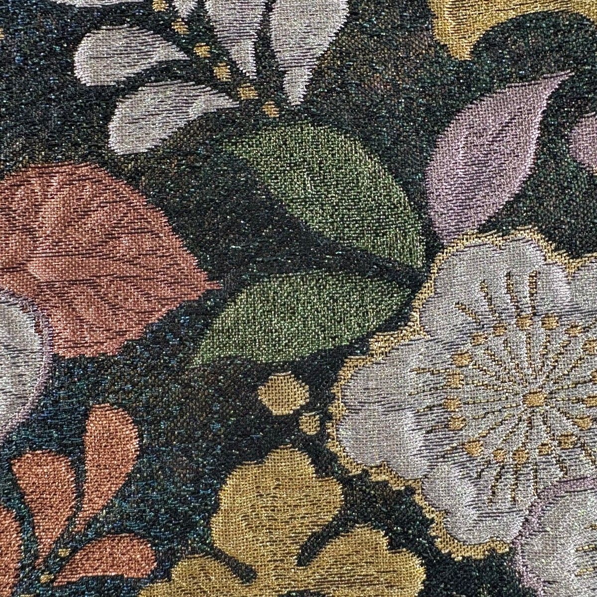 袋帯 秀品 辻が花柄 霞 金銀糸 箔 深緑 六通 正絹