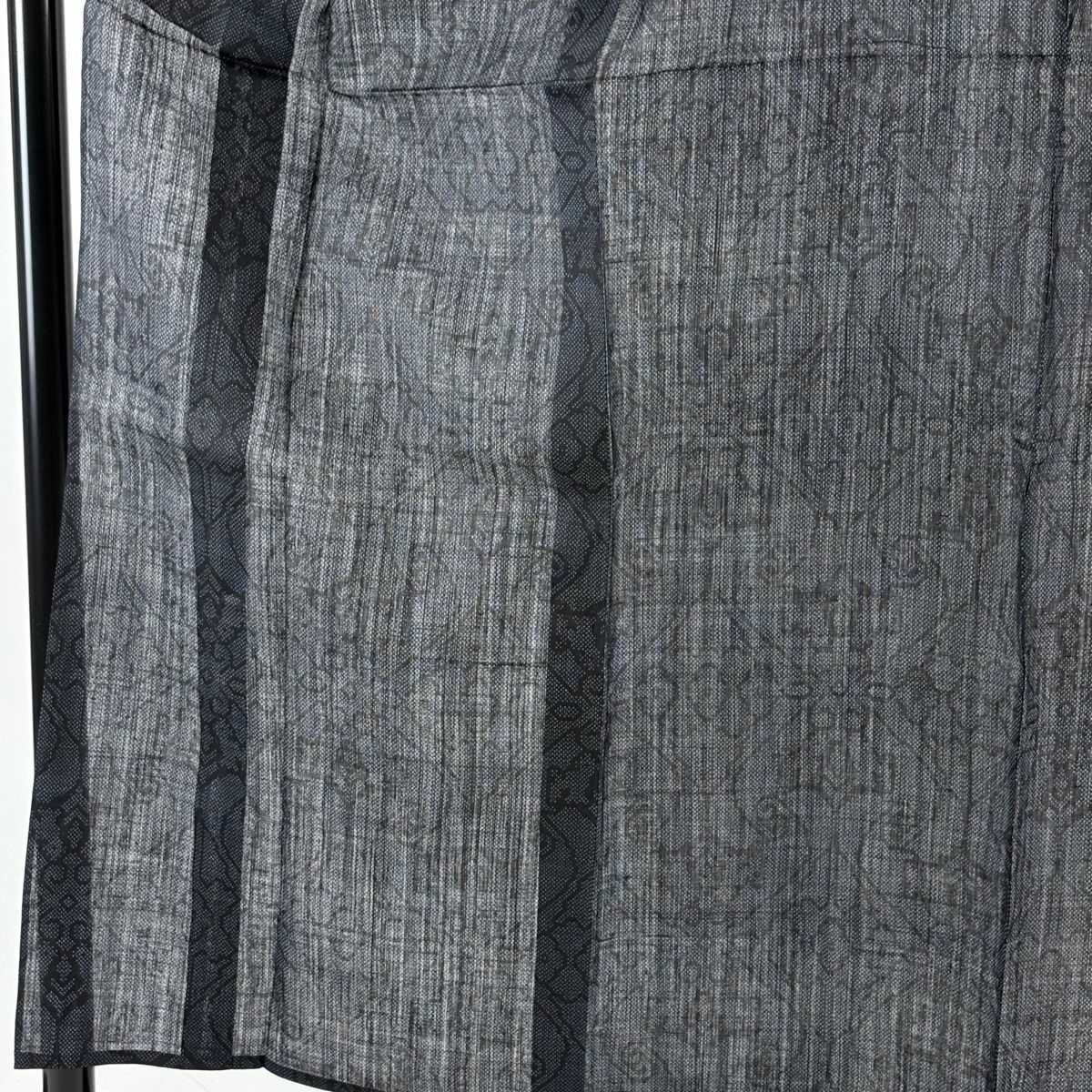 紬 身丈156 cm 裄丈63 S 薄物 夏紬 宮古上布 花 幾何学 紺色 麻