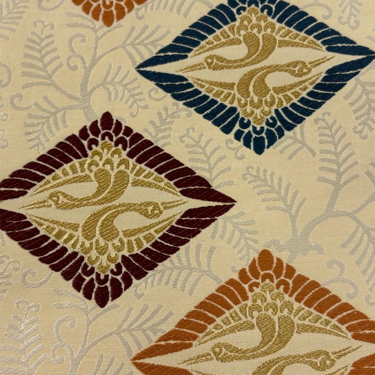 袋帯 人間国宝 喜多川平朗 向鶴菱 若松 金糸 ベージュ 六通 正絹