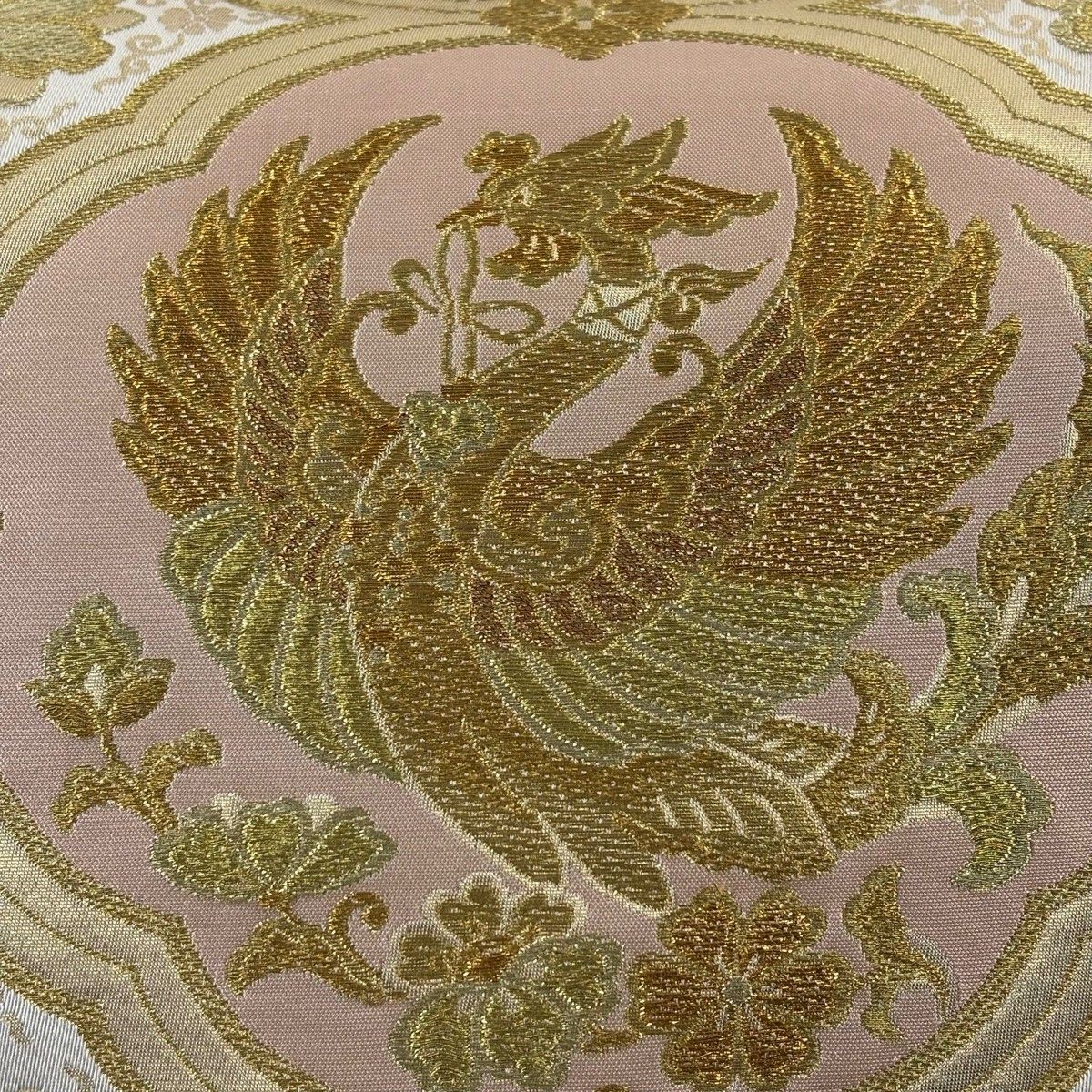 袋帯 秀品 華文 鳥 本金糸 本金箔 金色 六通 正絹