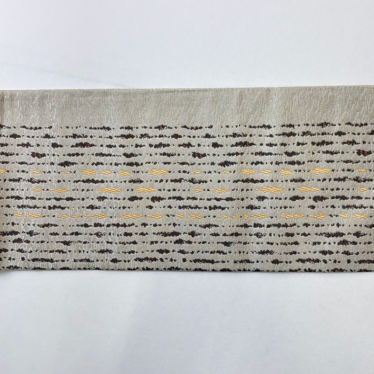 美品】 名古屋帯 秀品 縞 幾何学 灰茶 正絹 【中古】 - メルカリ
