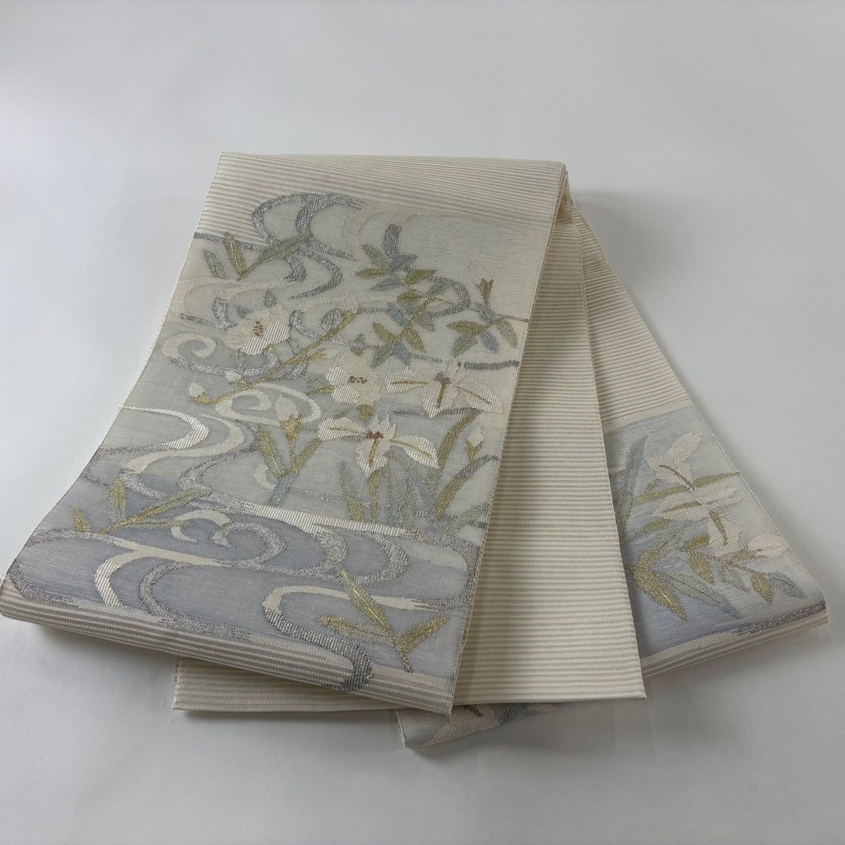正絹 夏 袋帯 絽 流水 水面図案 極上 逸品 未使用品 正絹 夏 袋帯 絽 流水 水面図案 極上 逸品 未使用品